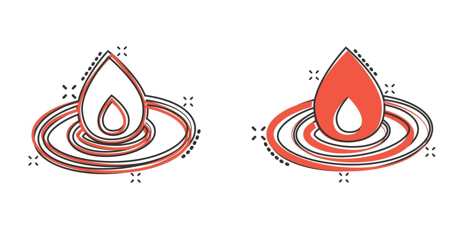 Wassertropfen-Symbol im Comic-Stil. flüssige Cartoon-Vektorillustration auf weißem, isoliertem Hintergrund. Tröpfchen-Splash-Effekt-Geschäftskonzept. vektor