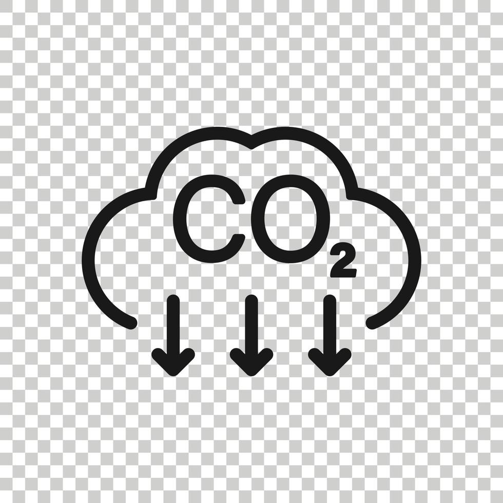 co2 ikon i platt stil. utsläpp vektor illustration på vit isolerat bakgrund. gas minskning företag begrepp.