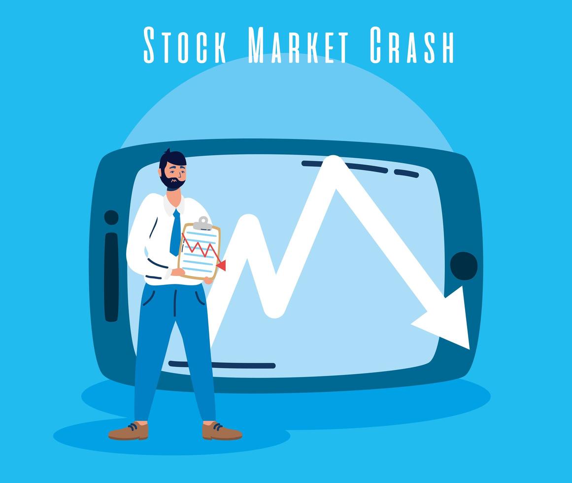 affärsman med börskrasch-ikonen vektor