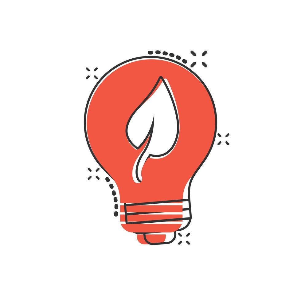 Glühbirnen-Symbol im Comic-Stil. Glühbirne Cartoon-Vektor-Illustration auf weißem Hintergrund isoliert. Energie Lampe Spritzeffekt Zeichen Geschäftskonzept. vektor