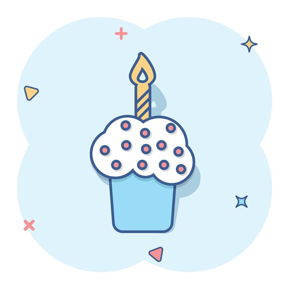 Cartoon-Geburtstagstorte-Symbol im Comic-Stil. frischer kuchen muffin zeichen illustration piktogramm. Cupcake-Geschäftskonzept. vektor