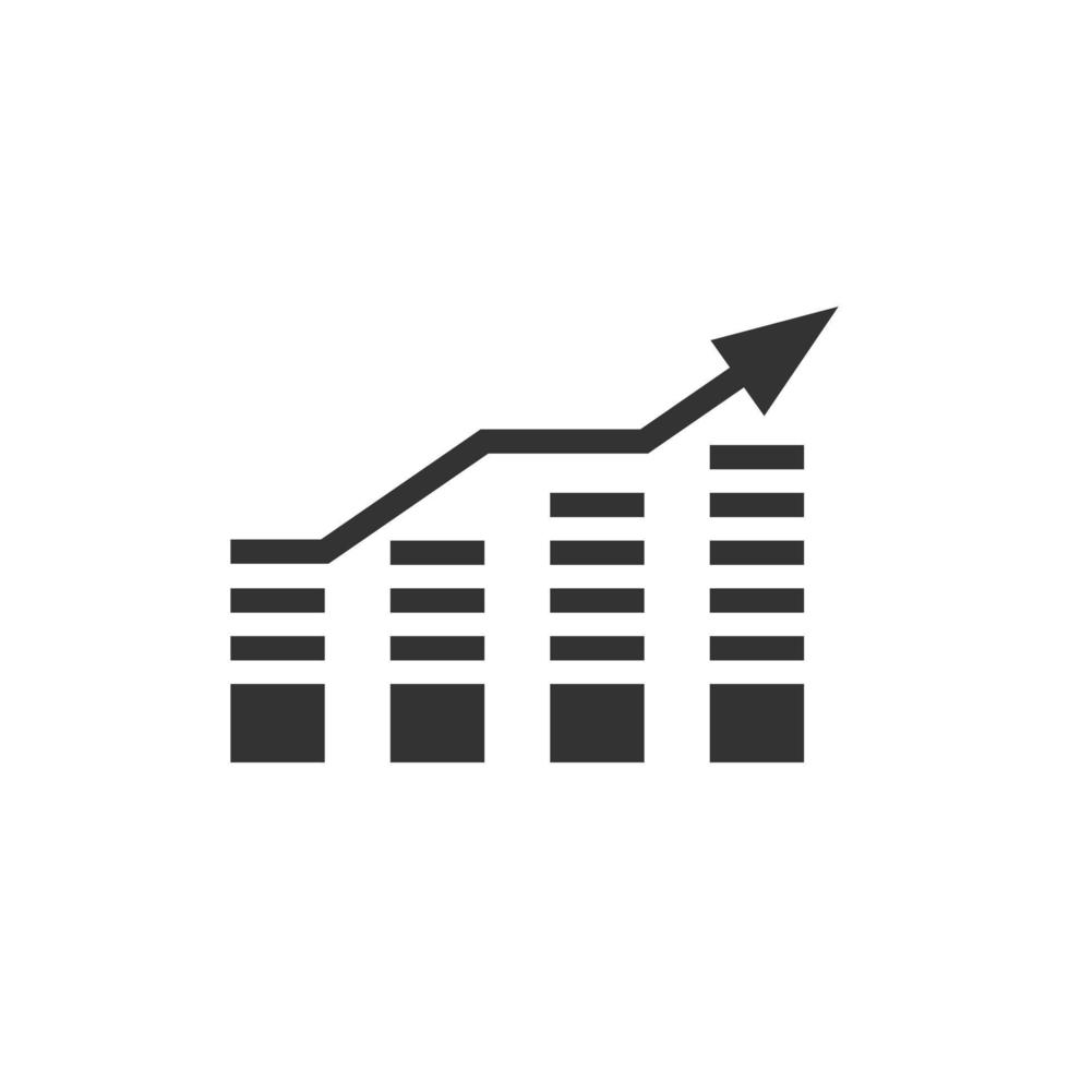 Diagrammdiagramm-Symbol im flachen Stil. Pfeil wächst Vektorillustration auf weißem, isoliertem Hintergrund. Analyse Geschäftskonzept. vektor