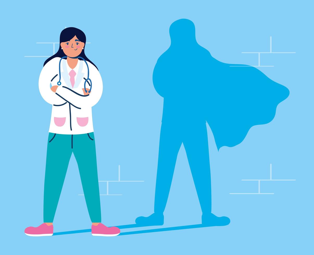 kvinnlig läkare som en superhjälte vektor