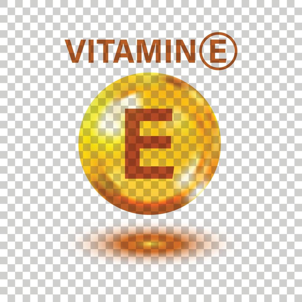 Vitamin-E-Symbol im flachen Stil. Pille Kapsel-Vektor-Illustration auf weißem Hintergrund isoliert. Geschäftskonzept für die Hautpflege. vektor