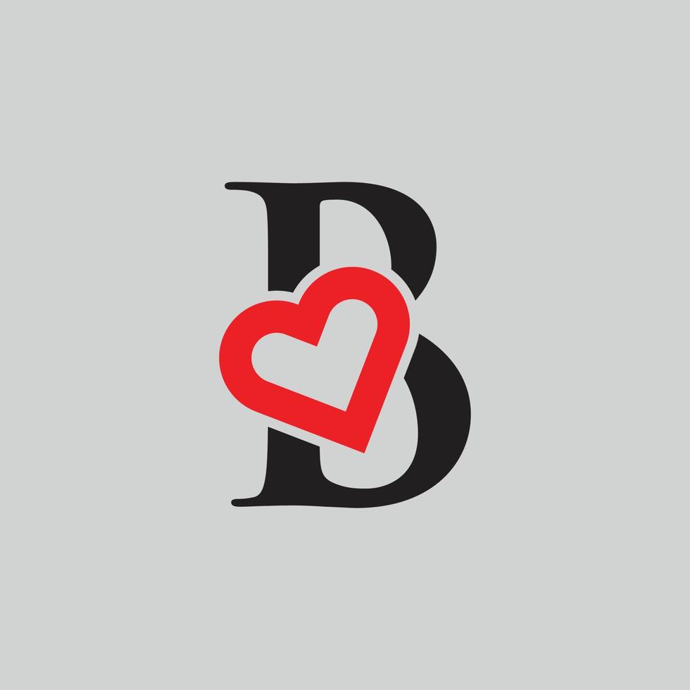 Logo Herzbuchstabe b. schönes Vektor-Liebe-Logo-Design. b Liebe Umriss kreatives Briefdesign vektor