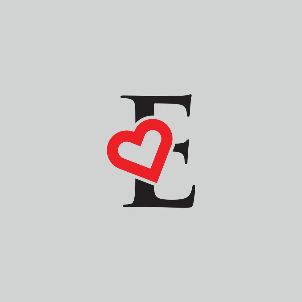 logotyp hjärta brev e. skön vektor kärlek logotyp design. e kärlek översikt kreativ brev design