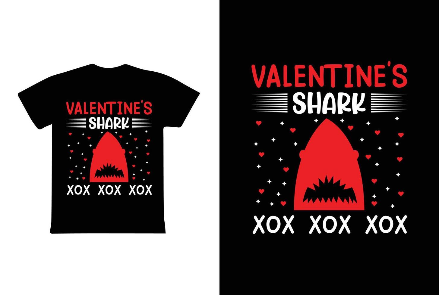 hjärtans haj xox t-shirt design, valentine dag t-shirt design mall vektor