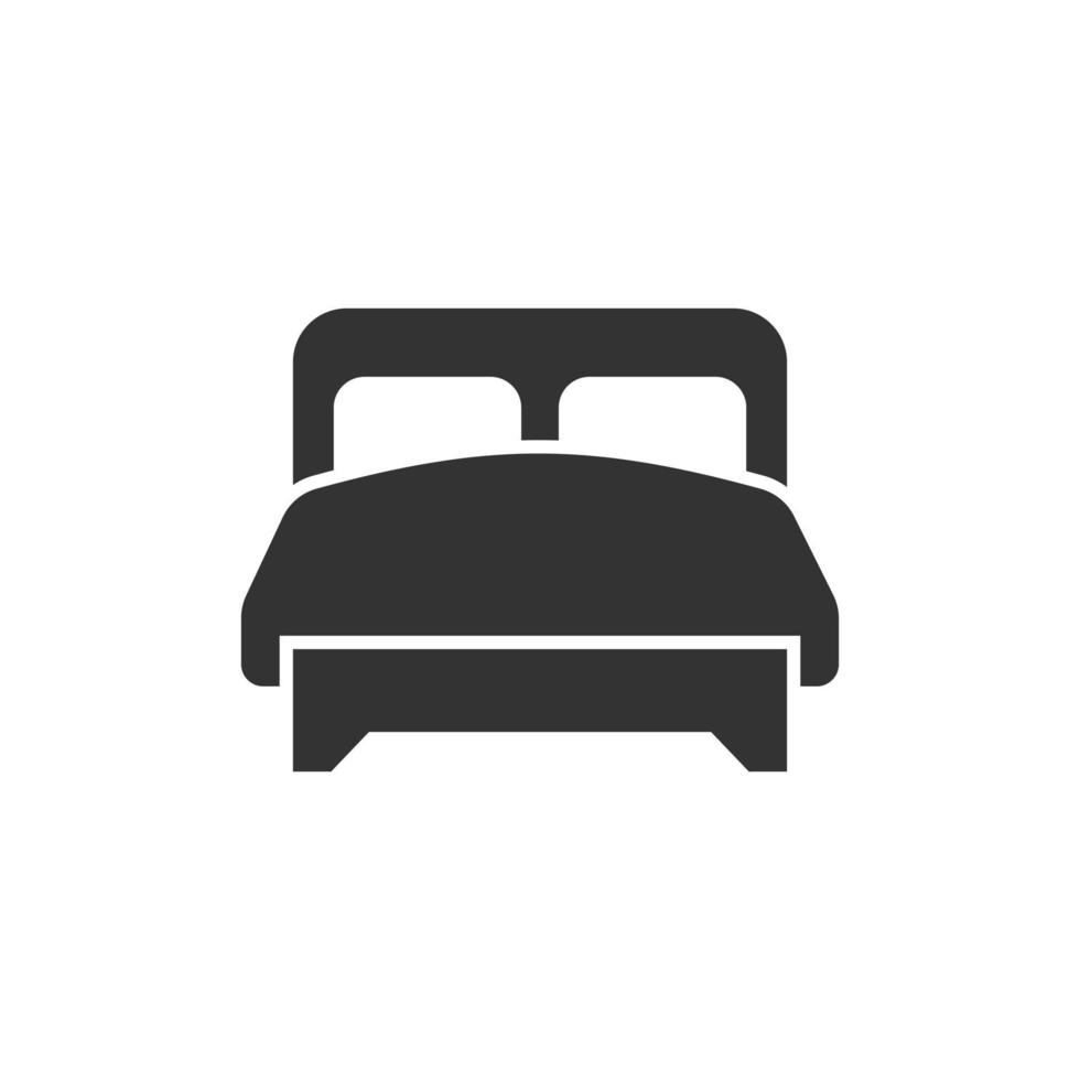 Bett-Symbol im flachen Stil. Schlafzimmerzeichen-Vektorillustration auf weißem lokalisiertem Hintergrund. Bettgestell Geschäftskonzept. vektor