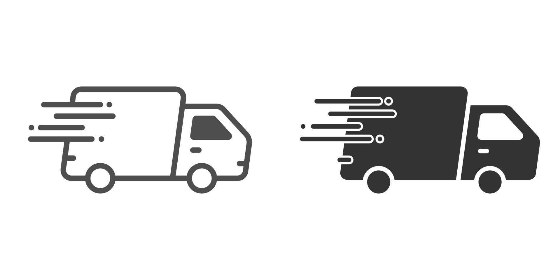schnelles Versandsymbol im flachen Stil. Lieferwagen-Vektorillustration auf lokalisiertem Hintergrund. Express-Logistikzeichen-Geschäftskonzept. vektor