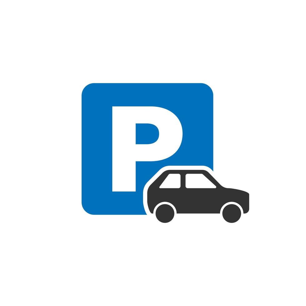 bil parkering ikon i platt stil. bil stå vektor illustration på vit isolerat bakgrund. vägskylt företag begrepp.
