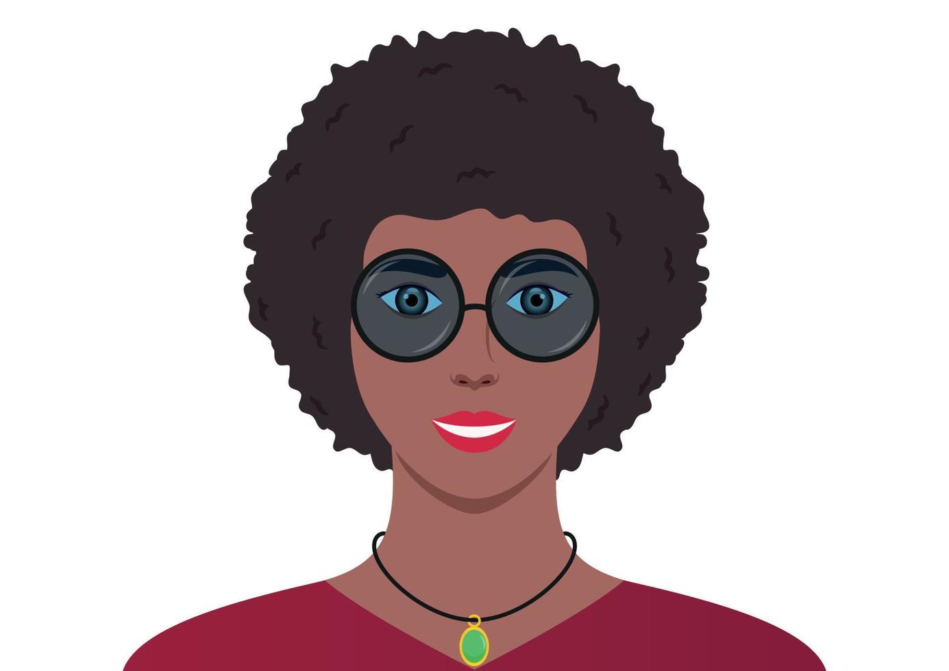 Porträt einer süßen schwarzen Frau mit Brille auf weißem Hintergrund vektor