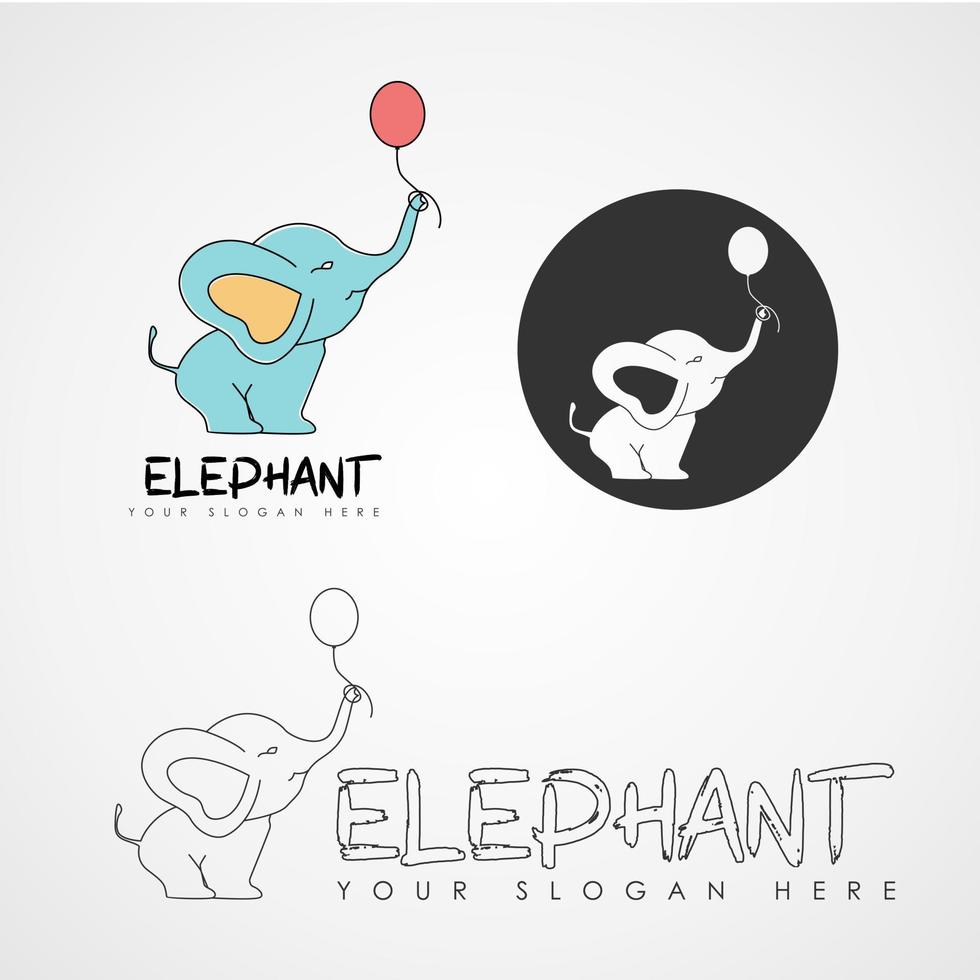 Elefant spielt einen Ballon Bild Grafik Symbol Logo Design abstraktes Konzept Vektor Stock. kann als Symbol für Tiere oder Cartoons verwendet werden