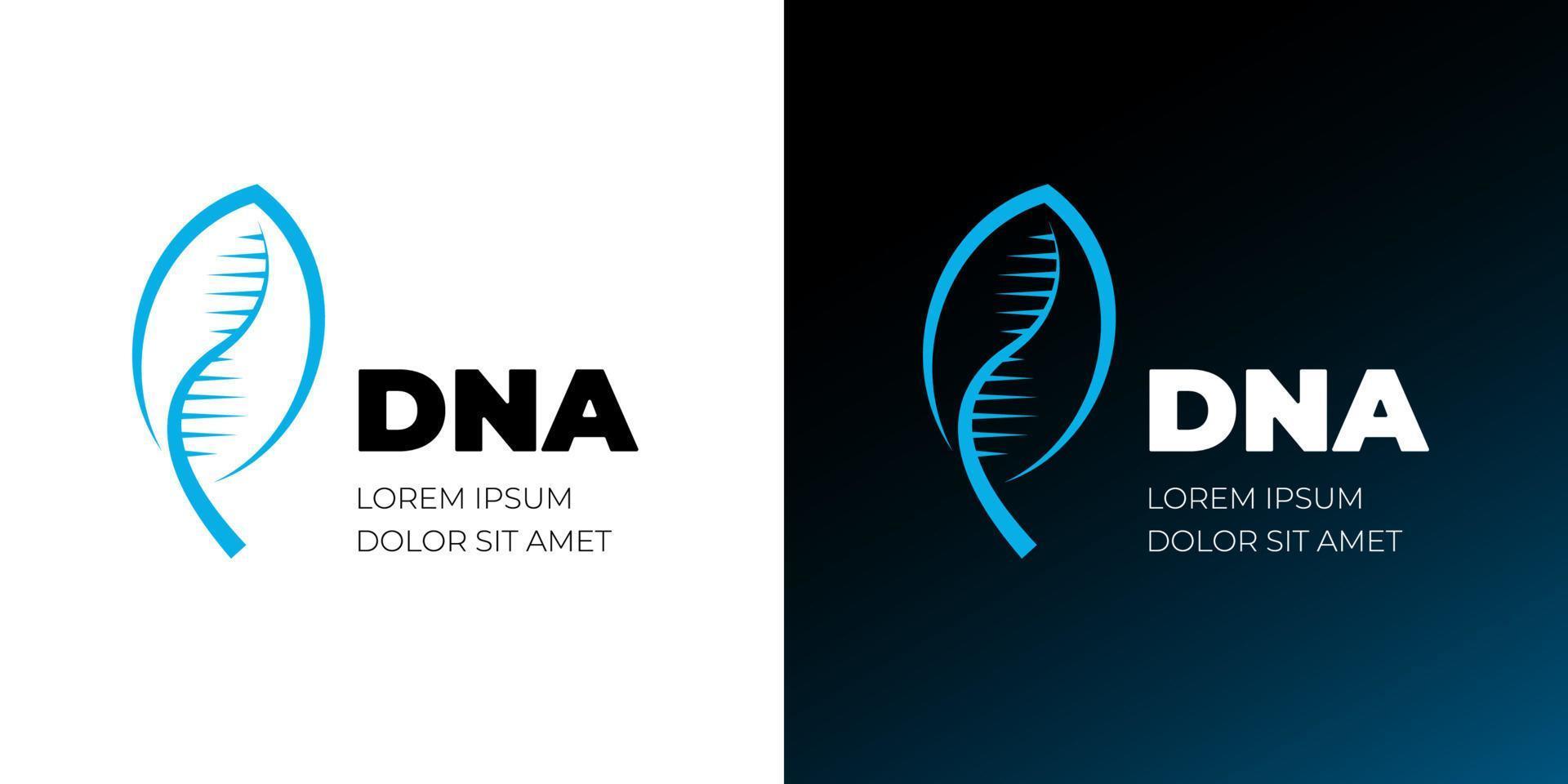 DNA-Spiralmolekül im blauen Blatt-Logo-Design. Medizin-Gen-Helix-Struktur-Logo-Konzept. genetische molekulare Pflanze. kreative vektorvorlage für grüne energie- oder biotechnologieunternehmensmarkenidentität vektor