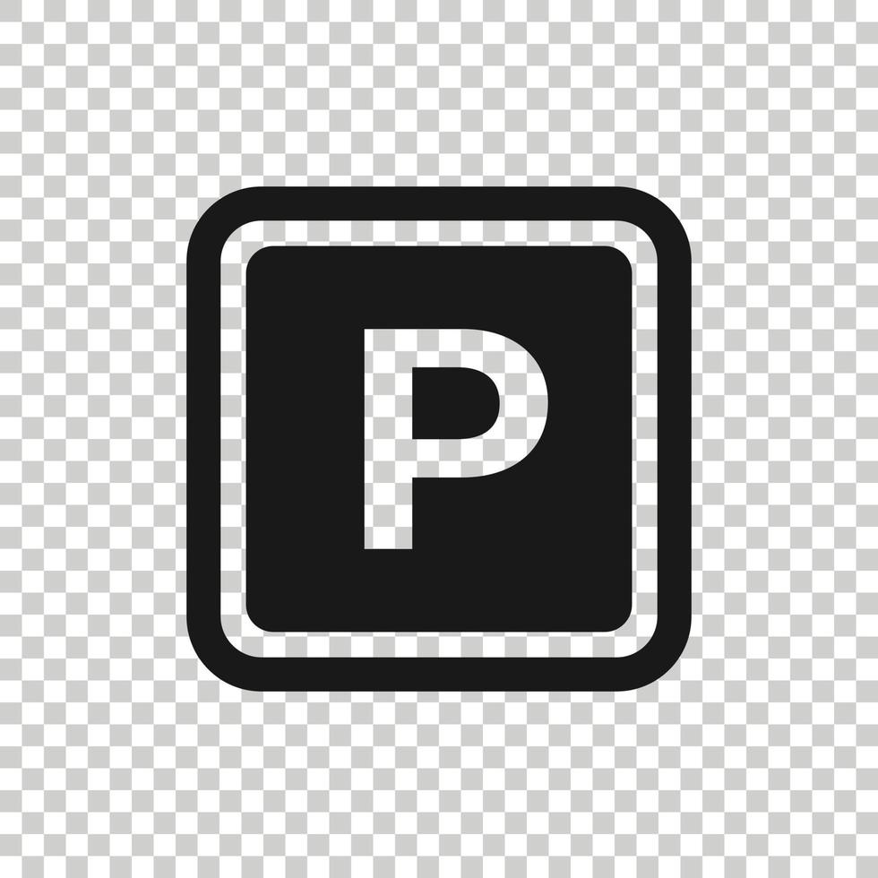 Parkplatz-Symbol im flachen Stil. Auto-Stand-Vektor-Illustration auf weißem Hintergrund isoliert. Straßenschild-Geschäftskonzept. vektor
