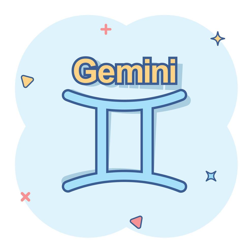 Vektor-Cartoon-Gemini-Sternzeichen-Symbol im Comic-Stil. astrologie zeichen illustration piktogramm. Gemini-Horoskop-Business-Splash-Effekt-Konzept. vektor