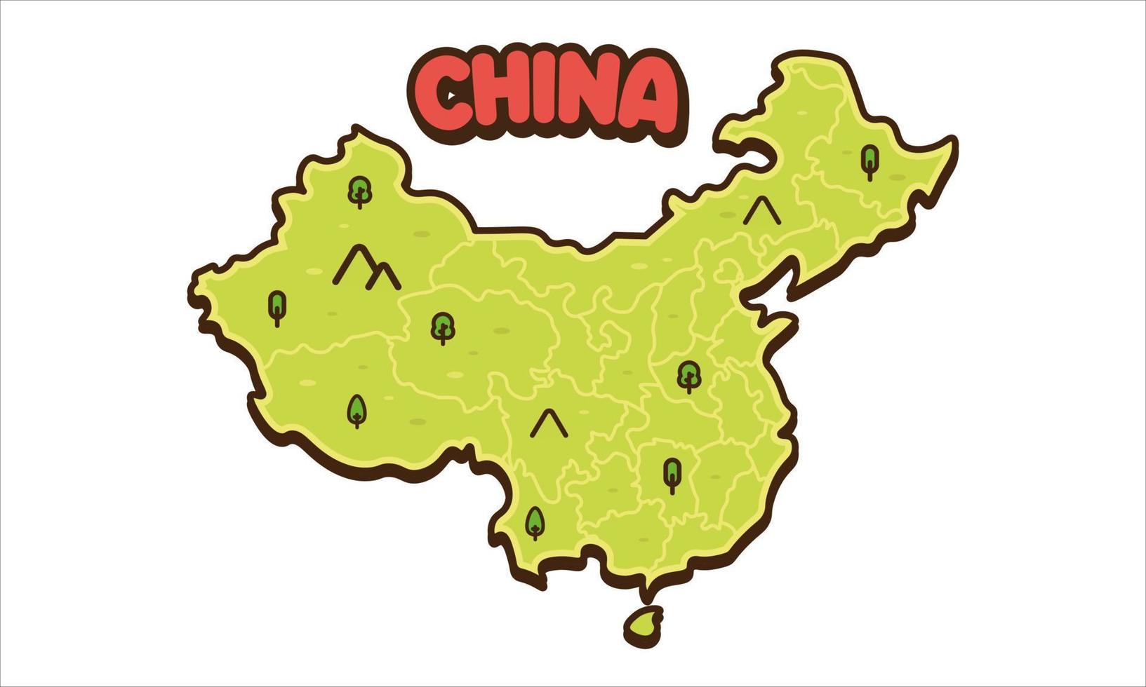 Kina Karta Land vektor ikon tecknad serie illustration