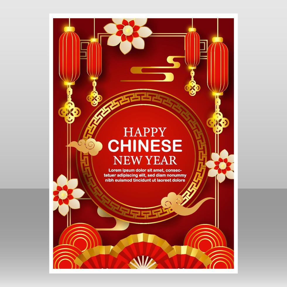 kinesiska nyår affischmall vektor