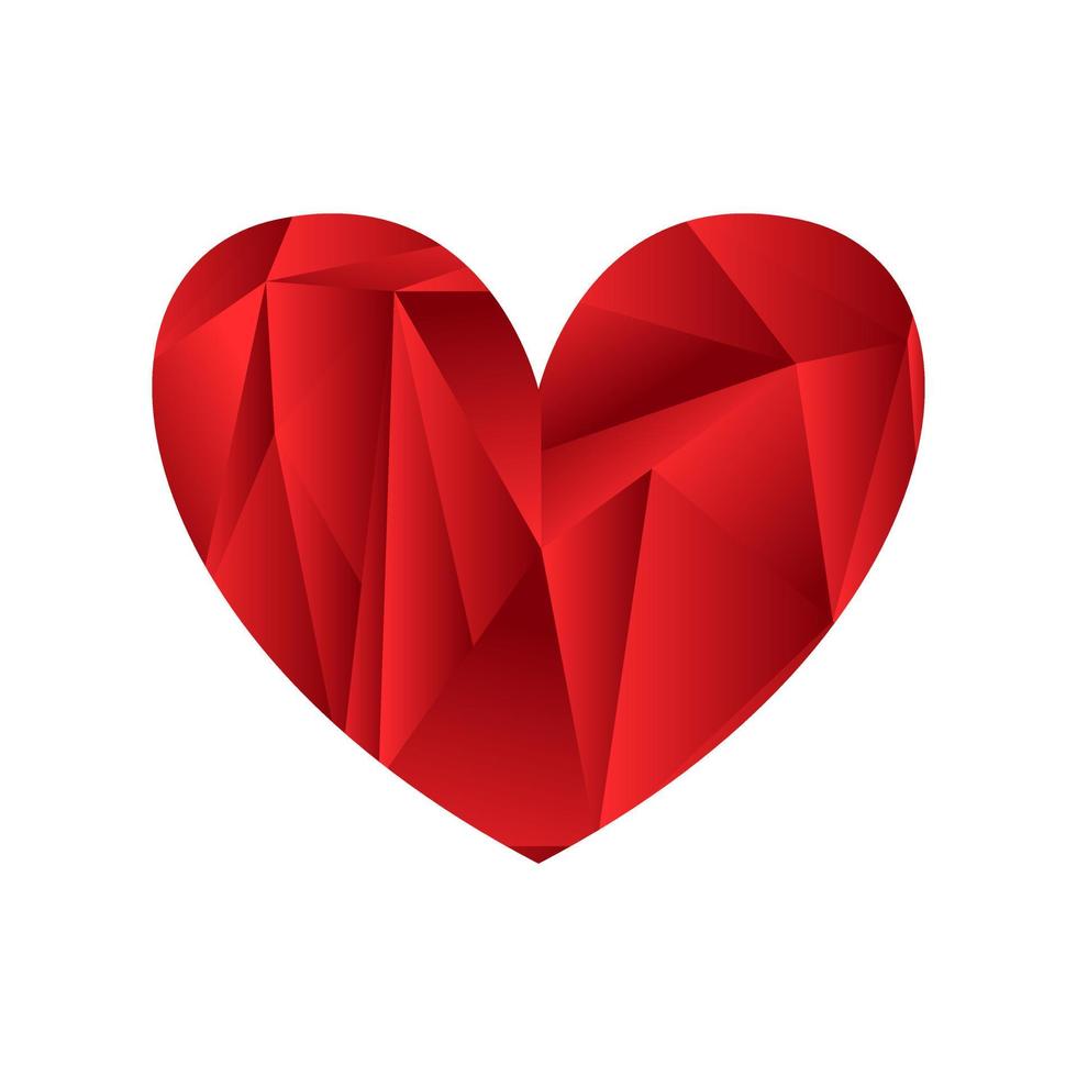 rote rubinrote Herzform aus Dreiecken. ein gestaltungselement für den valentinstag. eine Grußkarte. Vektor-Illustration vektor