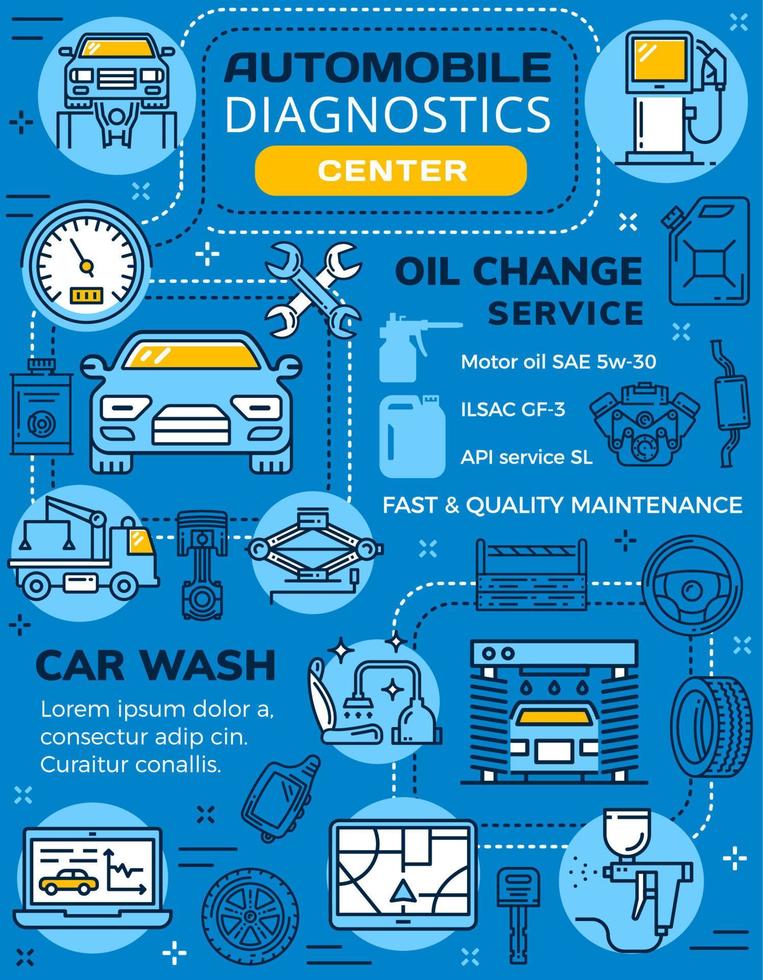 bil diagnostik och underhåll infographics vektor