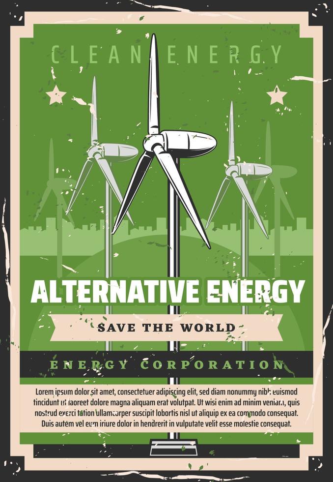 Ökologie, alternative Energie, Windmühlen vektor