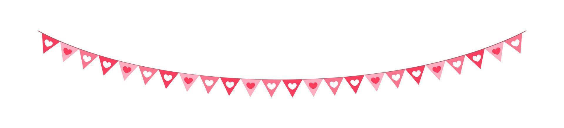 valentinstag rote herzen banner bunting vektor illustration clipart