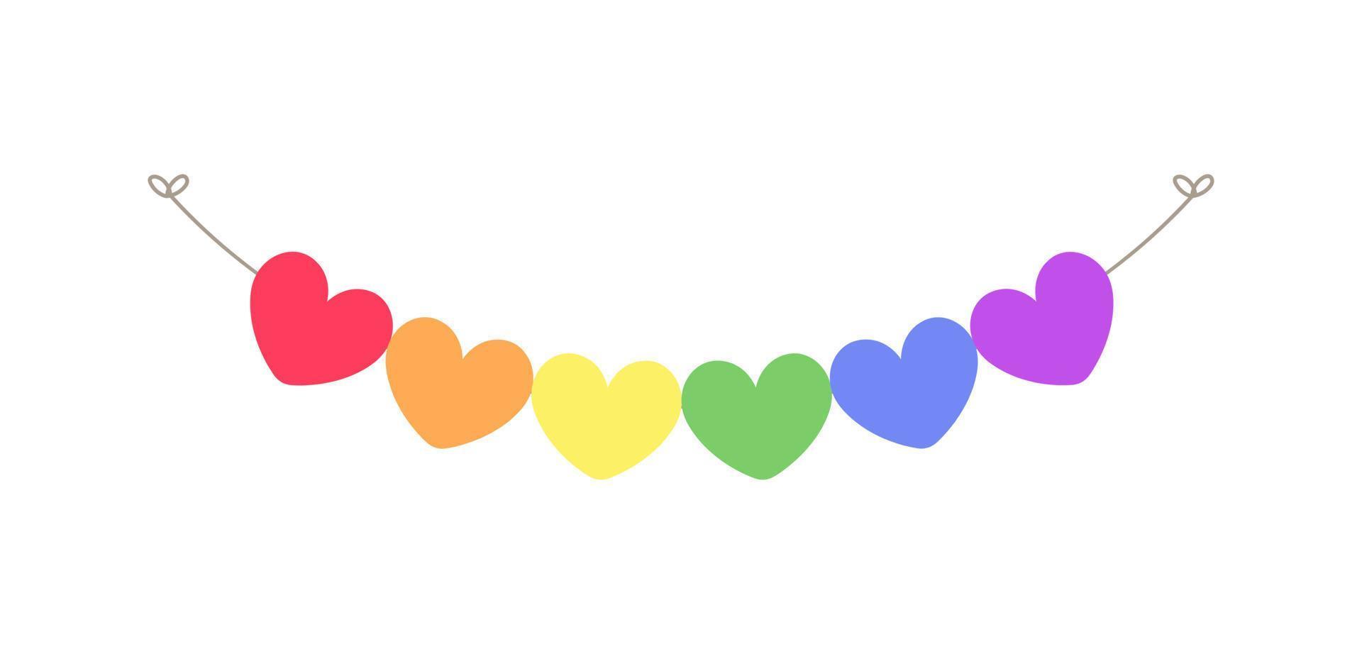 regnbåge hjärtan stolthet månad krans flaggväv delare enkel vektor illustration ClipArt