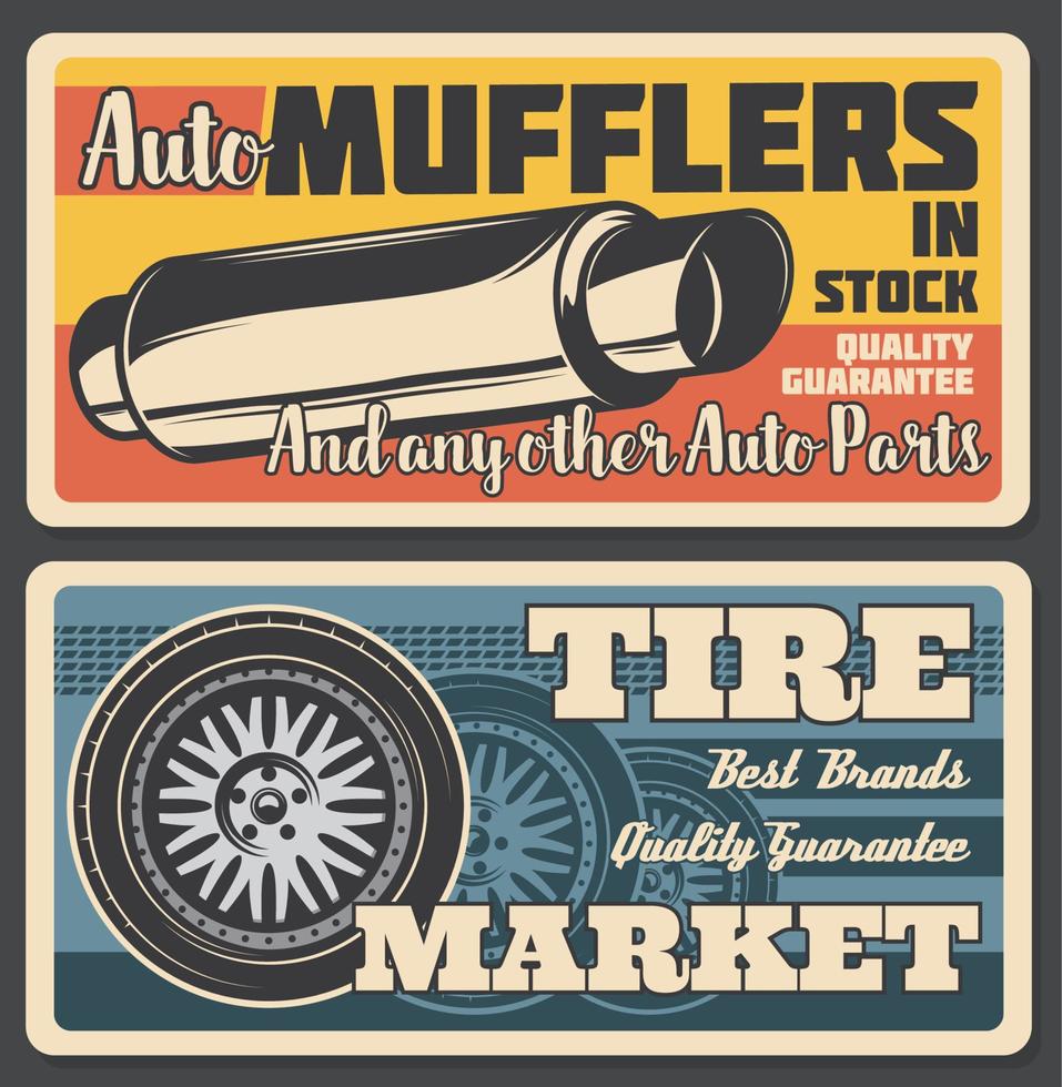 Autoschalldämpfer und Reifenmarkt, Vektor