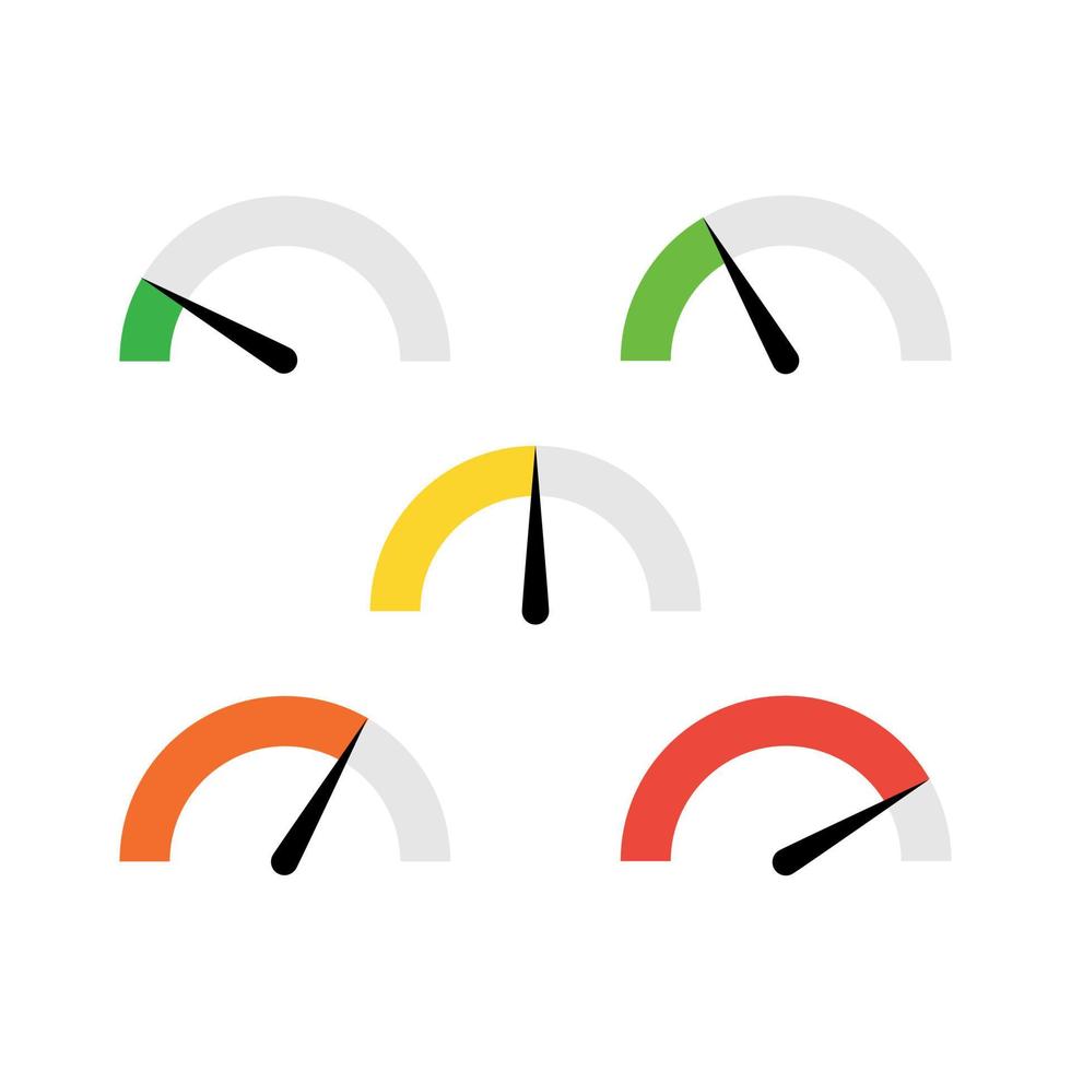 Tachometer 5 verschiedene Position Symbol Vektor Autogeschwindigkeit, schnelles Internet-Geschwindigkeitszeichen für Grafikdesign, Logo, Website, soziale Medien, mobile App, ui