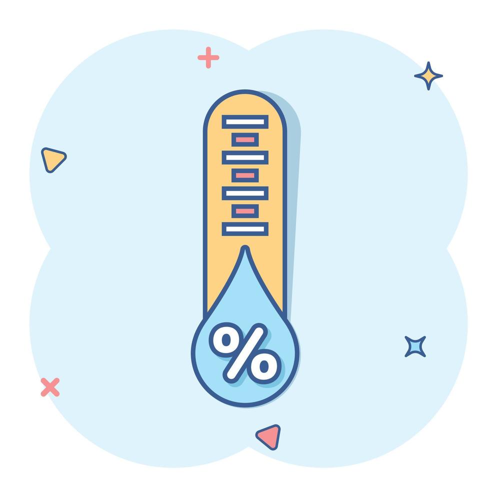 Feuchtigkeitssymbol im Comic-Stil. Klimavektorkarikaturillustration auf weißem lokalisiertem Hintergrund. temperaturvorhersage geschäftskonzept splash effekt. vektor