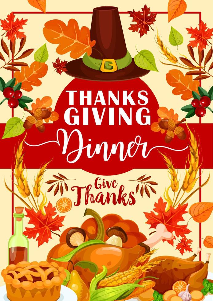 Thanksgiving-Dinner-Einladung mit festlichem Essen vektor