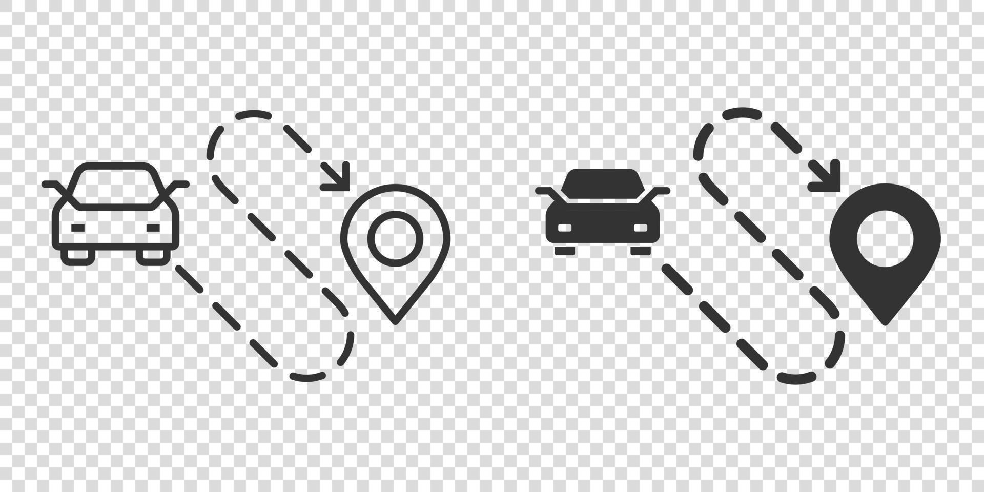 bil destination ikon i platt stil. bil navigering vektor illustration på vit isolerat bakgrund. lokalisera placera företag begrepp.
