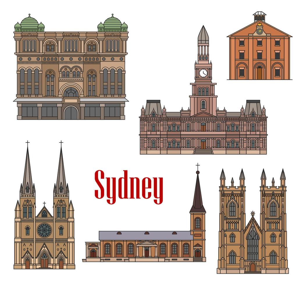 Australien sydney arkitektur fasader ikoner vektor