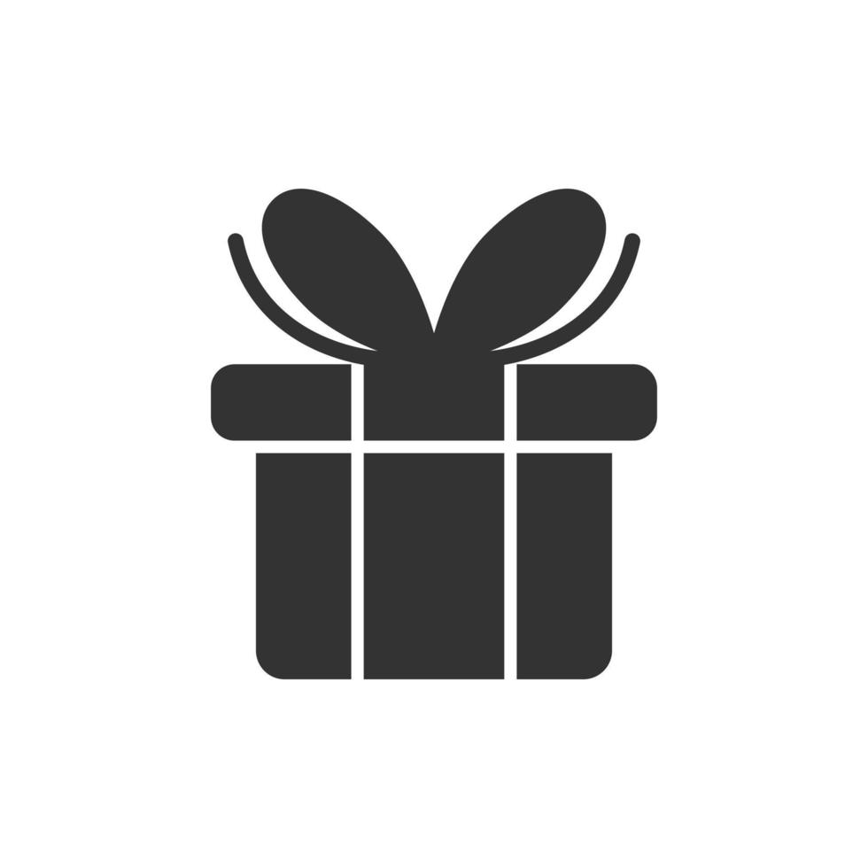 Geschenkbox-Symbol im flachen Stil. Präsentieren Sie die Paketvektorillustration auf weißem, isoliertem Hintergrund. Geschäftskonzept überraschen. vektor