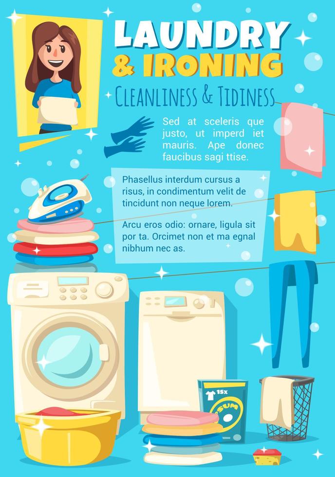 Bügeln, Waschen und Waschen. Hausfrauenarbeit vektor