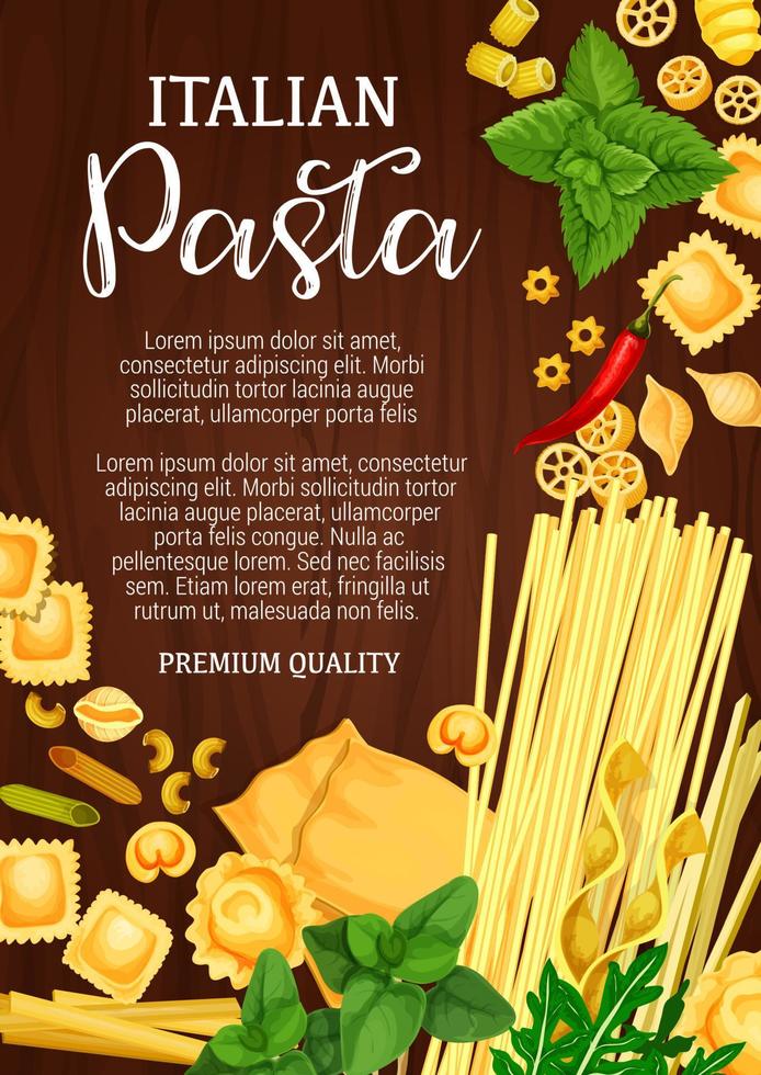 italiensk pasta, bakverk mat sortiment vektor