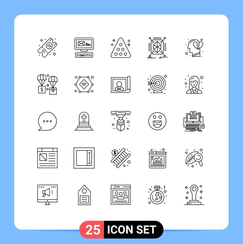 satz von 25 modernen ui-symbolen symbole zeichen für gefühl struktur pool schnell objekt editierbare vektordesignelemente vektor