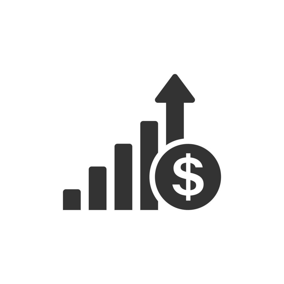 tillväxt pil ikon i platt stil. inkomst vektor illustration på vit isolerat bakgrund. öka företag begrepp.