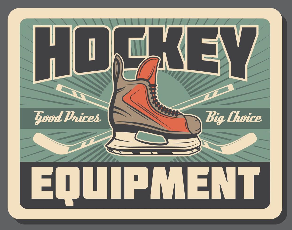 Eishockeyschläger, Puck und Schlittschuh. Sportausrüstungen vektor
