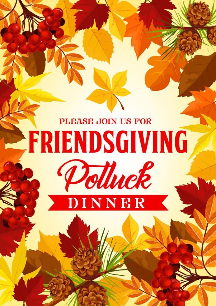 Friendsgiving-Potluck-Dinner-Einladung, Vektor