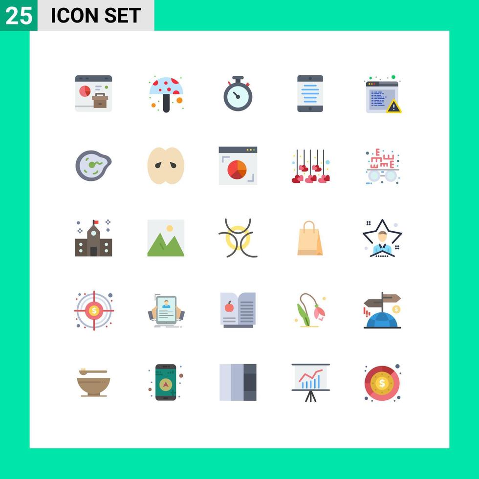 25 universell platt Färg tecken symboler av browser användare kompass smartphone gränssnitt redigerbar vektor design element