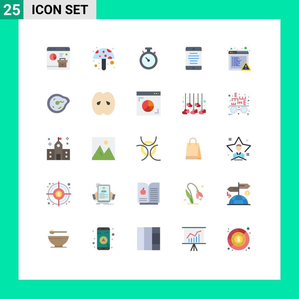 25 universelle flache Farbzeichen Symbole der Browser-Benutzer-Kompass-Smartphone-Schnittstelle editierbare Vektordesign-Elemente vektor