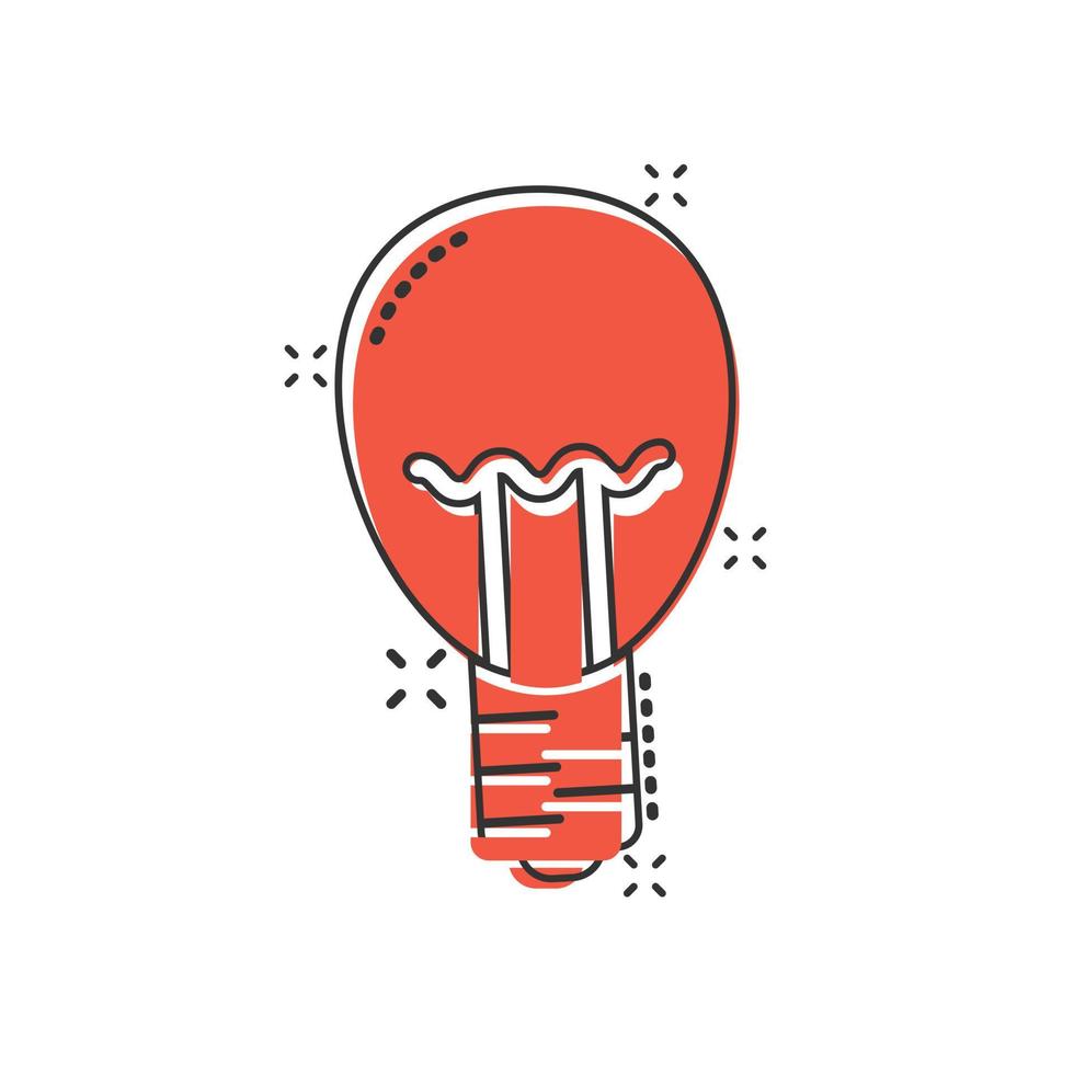 Glühbirnen-Symbol im Comic-Stil. Glühbirne Cartoon-Vektor-Illustration auf weißem Hintergrund isoliert. Energie Lampe Spritzeffekt Zeichen Geschäftskonzept. vektor