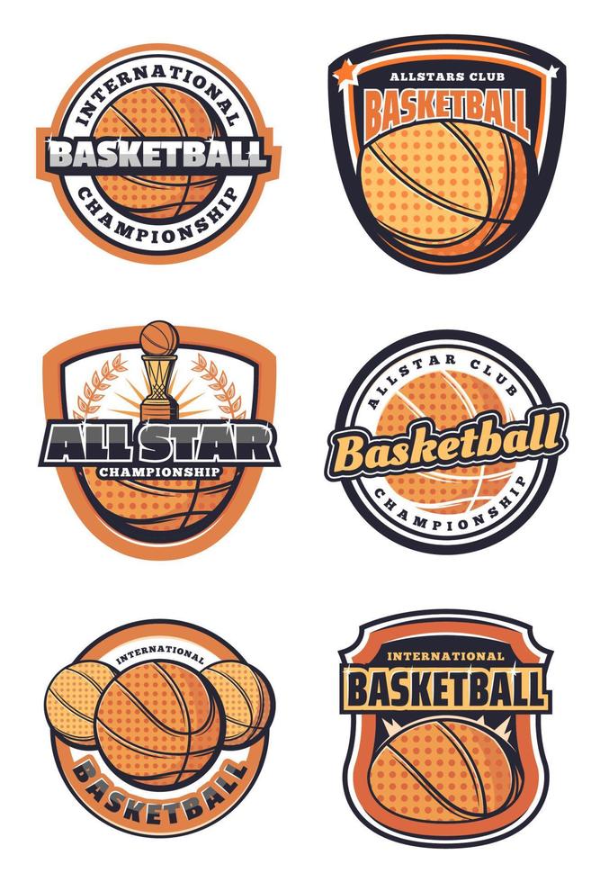 basketballsportspielsymbole oder symbole mit ball vektor