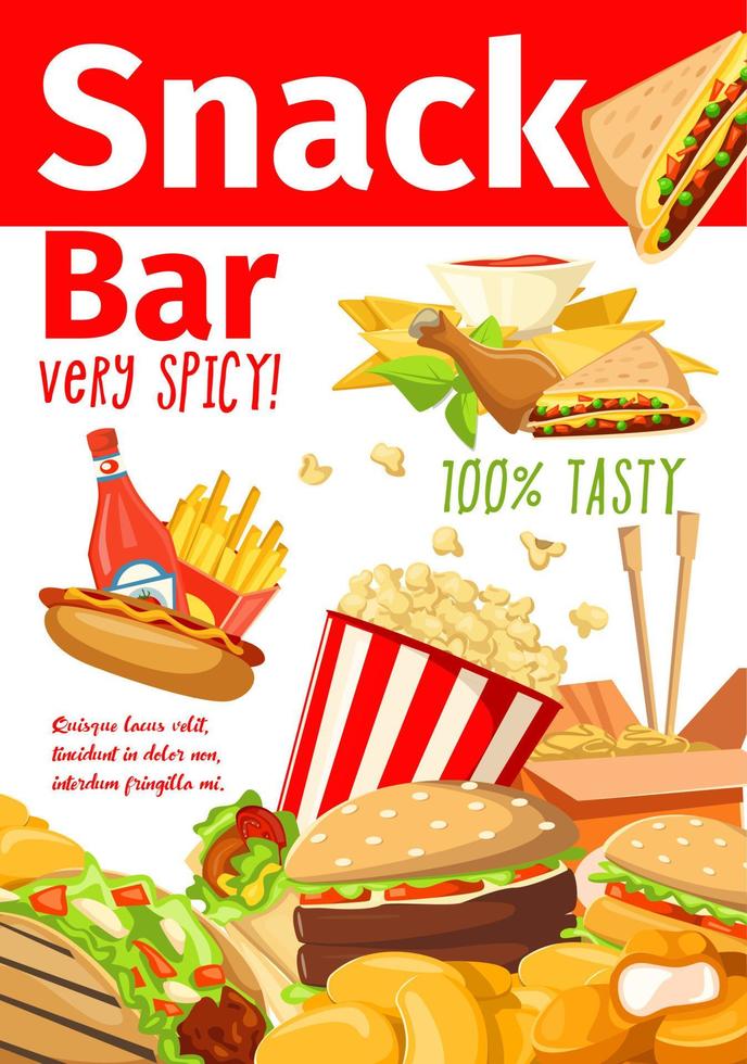 fast-food-sandwiches und dessert-snacks-bar-poster vektor