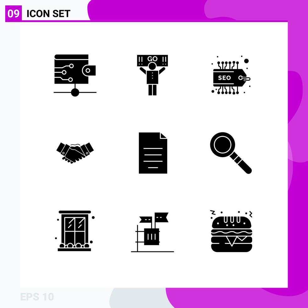 fast glyf packa av 9 universell symboler av dollar partnerskap seo partners företag redigerbar vektor design element