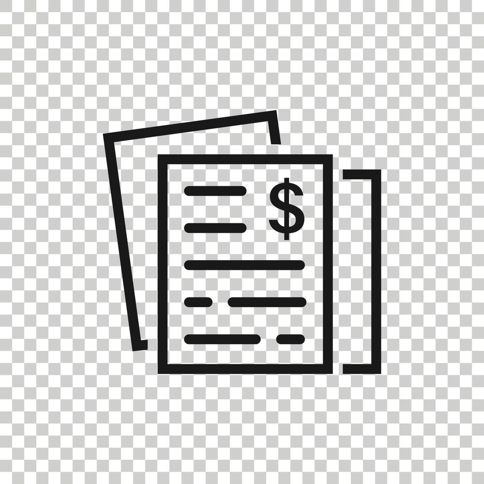 finansiell påstående ikon i platt stil. dokumentera vektor illustration på vit isolerat bakgrund. Rapportera företag begrepp.