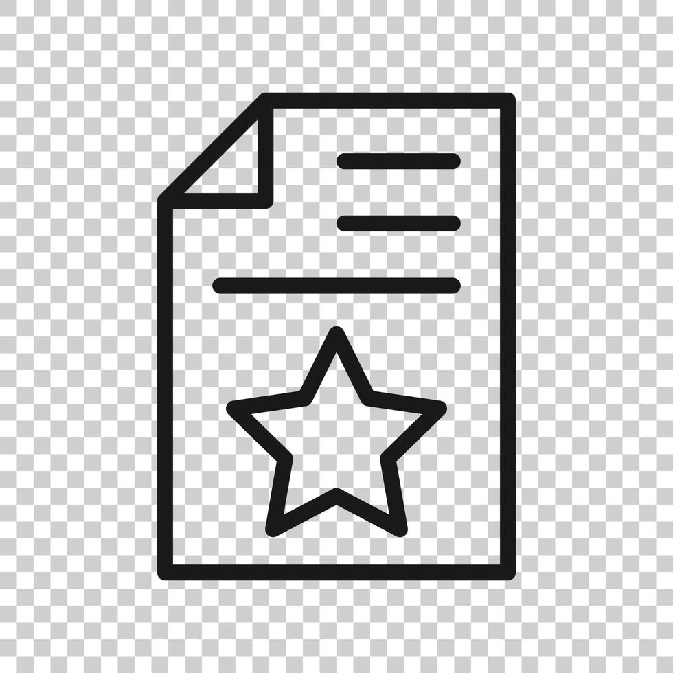 Dokument mit Sternsymbol im flachen Stil. Wunschlisten-Vektorillustration auf weißem, isoliertem Hintergrund. Lieblingskauf-Geschäftskonzept. vektor