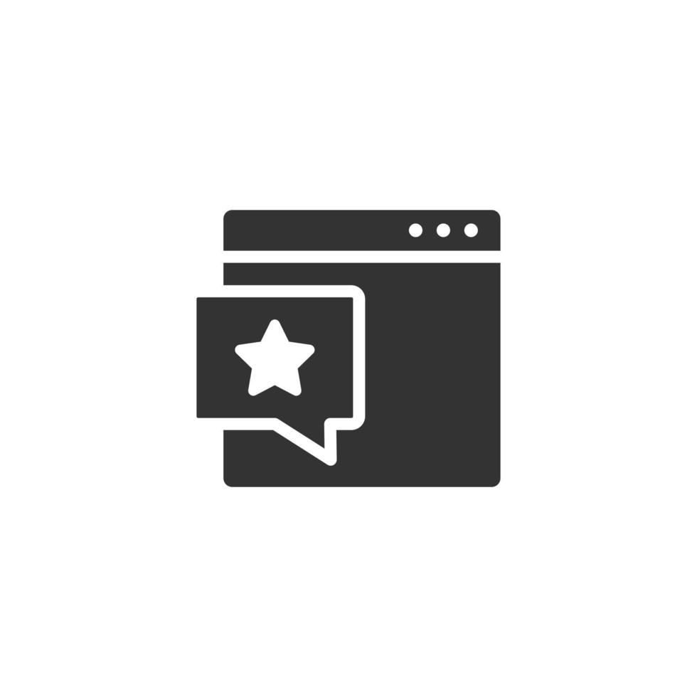 Browserfenster mit Sternsymbol im flachen Stil. Wunschlisten-Vektorillustration auf weißem, isoliertem Hintergrund. Belohnungsbonus-Geschäftskonzept. vektor