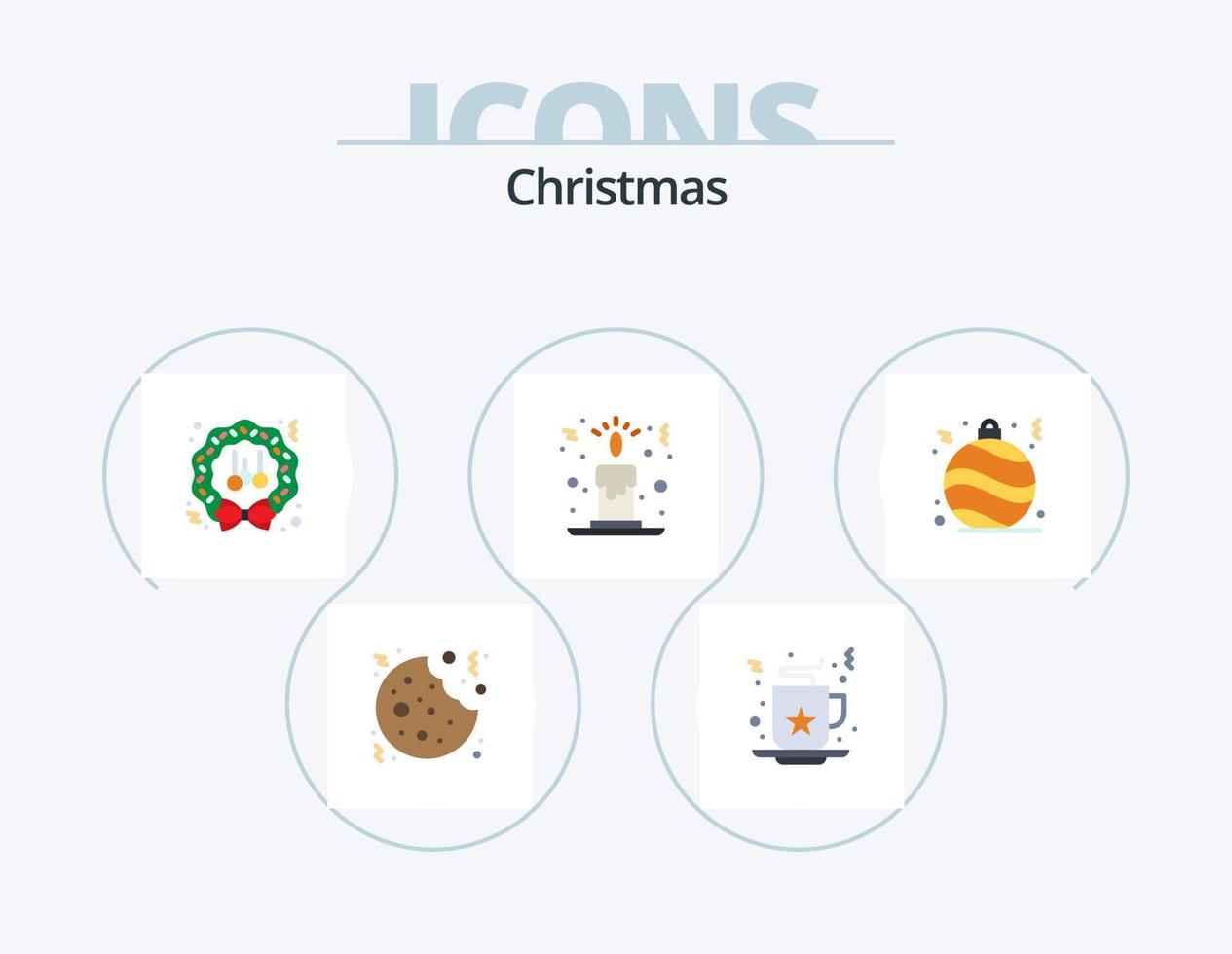 weihnachten flach icon pack 5 icon design. Weihnachten. Kerzenlicht. Weihnachten. Weihnachten. Jahreszeit vektor