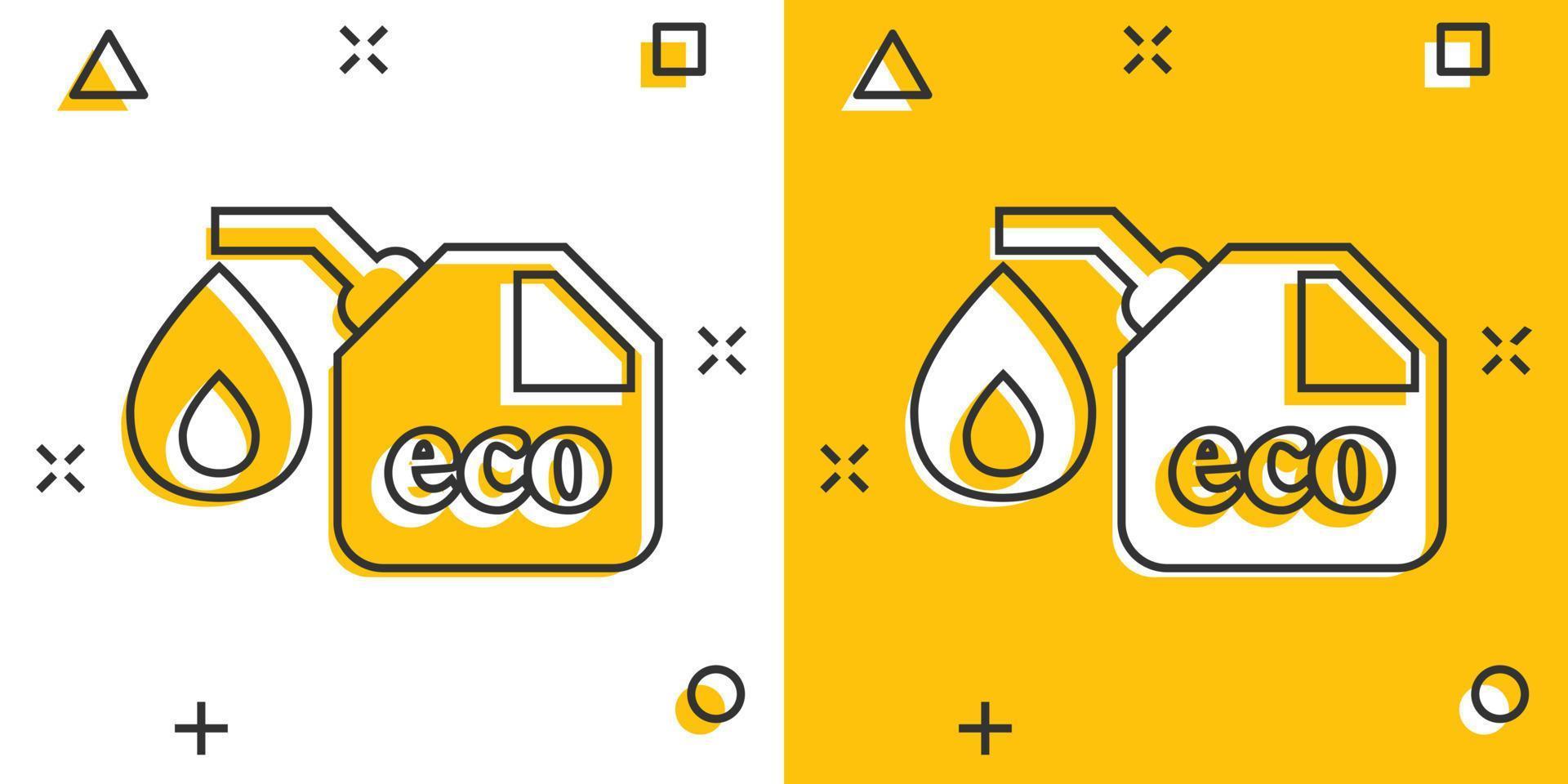 Benzinkanister-Symbol im Comic-Stil. Benzin kann Cartoon-Vektor-Illustration auf weißem Hintergrund isoliert. Kraftstoffbehälter Spritzeffekt Zeichen Geschäftskonzept. vektor